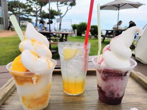 かき氷と柚子レモンジュース